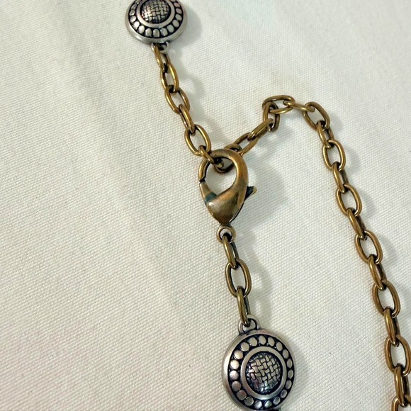 Fossil Silvertone Brasstone Chain Metal Belt Medallion Extender 36 up 42 inches - Picture 5 of 6